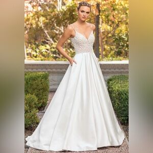 Sophisticated White and Silver Bridal Gown